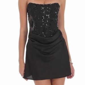 Lucy in the Sky Black Strapless Sequin Dress